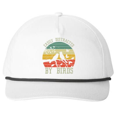 Vintage Easily Distracted By Birds Funny For Bird Watcher Snapback Five-Panel Rope Hat