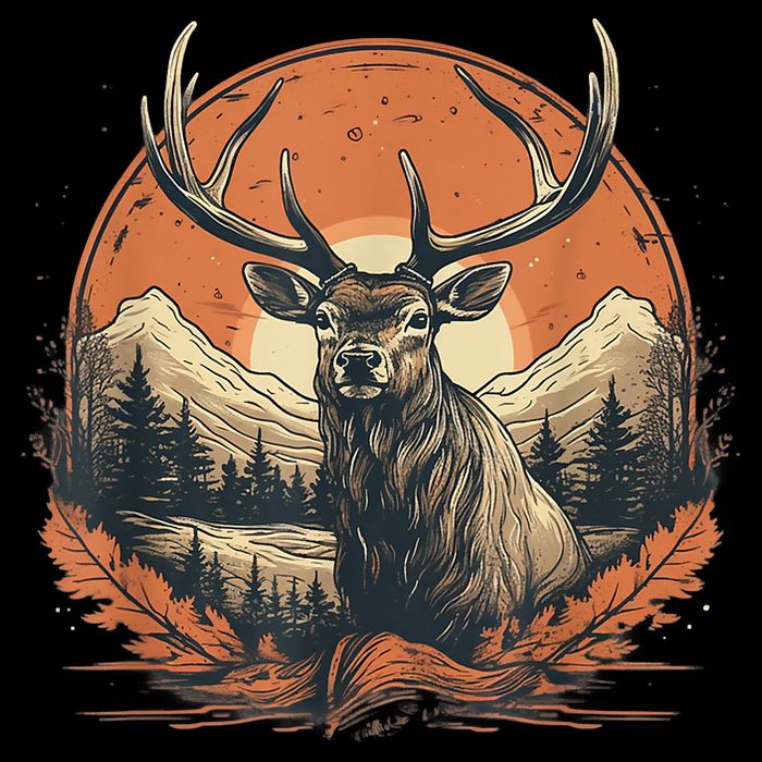 Vintage Elk Design With Sunset Background For Retro Lovers Womens Tank Top