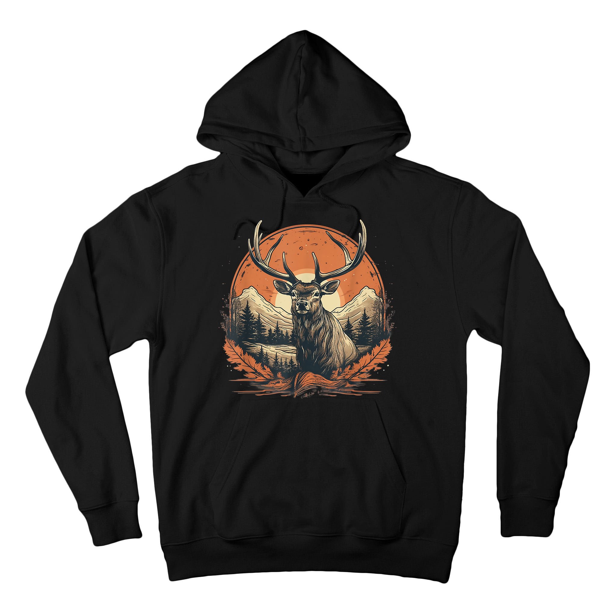 Vintage Elk Design With Sunset Background For Retro Lovers Tall Hoodie