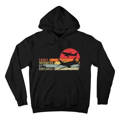 Vintage Easily Distracted By Airplanes Hoodie