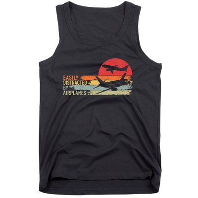 Vintage Easily Distracted By Airplanes Tank Top