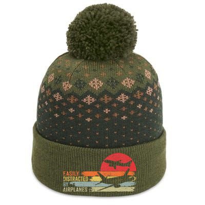 Vintage Easily Distracted By Airplanes The Baniff Cuffed Pom Beanie