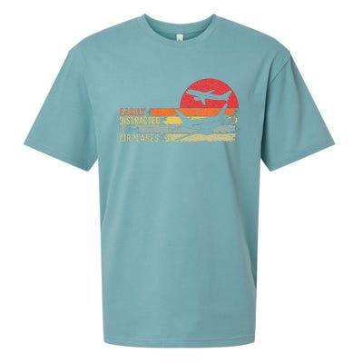 Vintage Easily Distracted By Airplanes Sueded Cloud Jersey T-Shirt