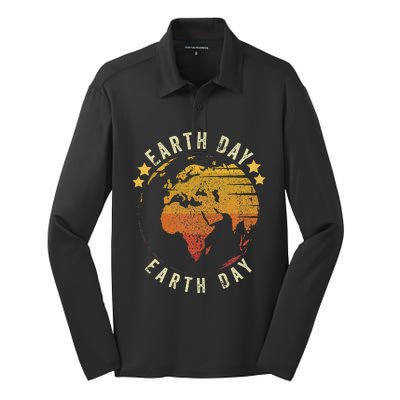 Vintage Earth Day Every Day Cute Earth Day Silk Touch Performance Long Sleeve Polo