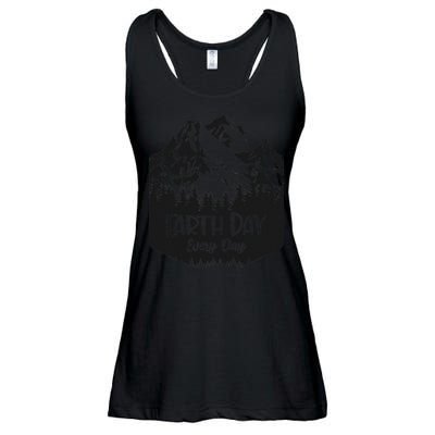 Vintage Earth Day Every Day Retro Mountains Idea Ladies Essential Flowy Tank