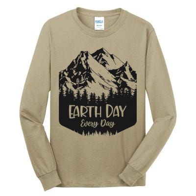 Vintage Earth Day Every Day Retro Mountains Idea Tall Long Sleeve T-Shirt