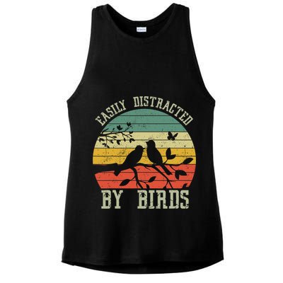 Vintage Easily Distracted By Birds Funny For Bird Watcher Ladies PosiCharge Tri-Blend Wicking Tank