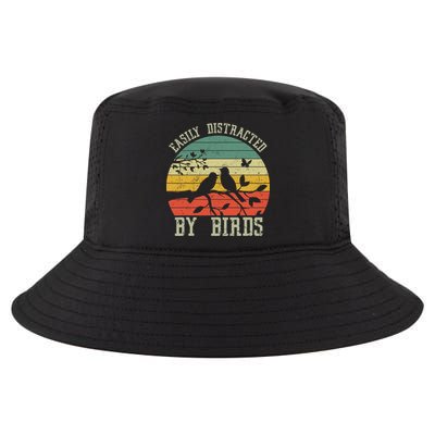 Vintage Easily Distracted By Birds Funny For Bird Watcher Cool Comfort Performance Bucket Hat