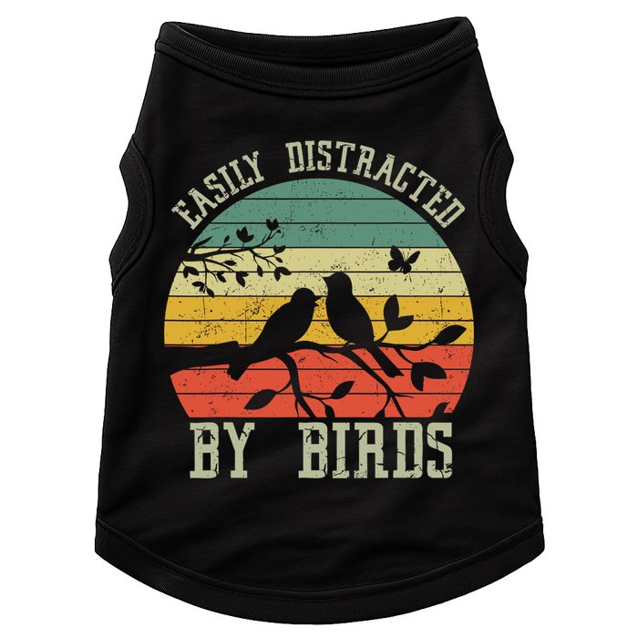 Vintage Easily Distracted By Birds Funny For Bird Watcher Doggie Tank