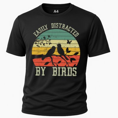 Vintage Easily Distracted By Birds Funny For Bird Watcher Performance Shirt