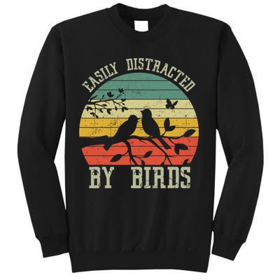 Vintage Easily Distracted By Birds Funny For Bird Watcher Sweatshirt