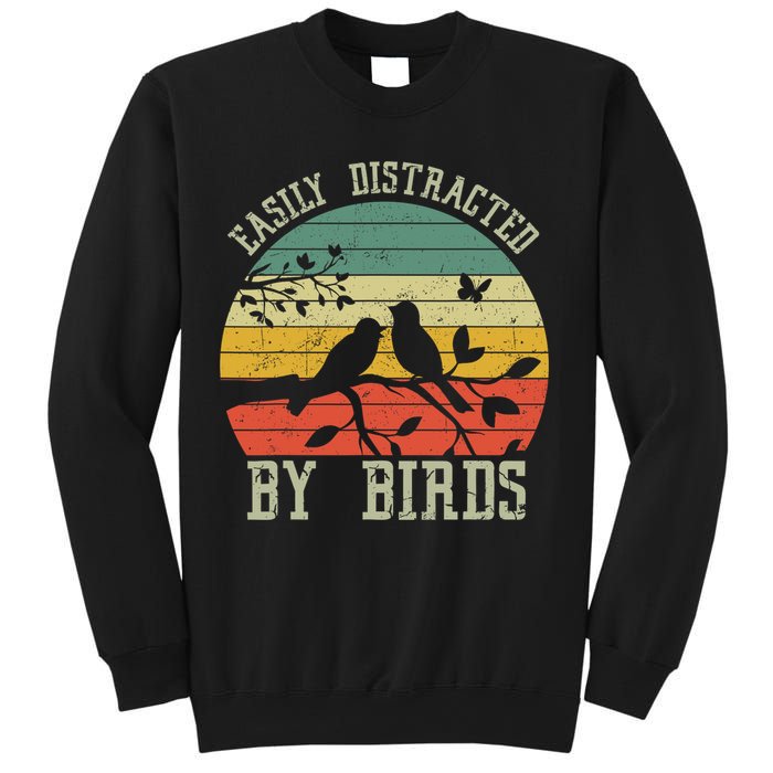 Vintage Easily Distracted By Birds Funny For Bird Watcher Sweatshirt
