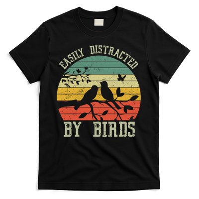Vintage Easily Distracted By Birds Funny For Bird Watcher T-Shirt
