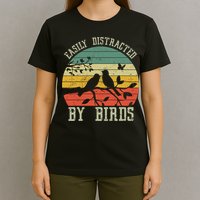 Vintage Easily Distracted By Birds Funny For Bird Watcher T-Shirt