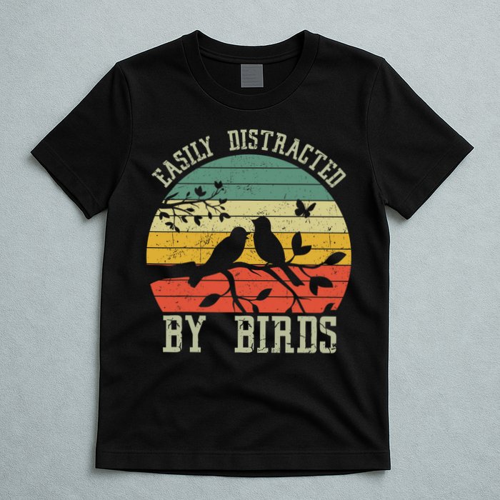 Vintage Easily Distracted By Birds Funny For Bird Watcher T-Shirt