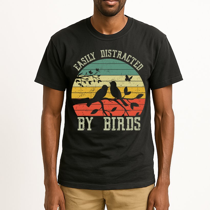 Vintage Easily Distracted By Birds Funny For Bird Watcher Tall T-Shirt
