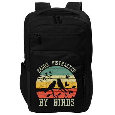 Vintage Easily Distracted By Birds Funny For Bird Watcher Impact Tech Backpack