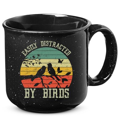 Vintage Easily Distracted By Birds Funny For Bird Watcher 15oz Campfire Ceramic Mug
