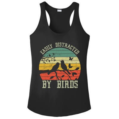 Vintage Easily Distracted By Birds Funny For Bird Watcher Ladies PosiCharge Competitor Racerback Tank