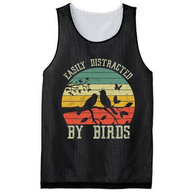Vintage Easily Distracted By Birds Funny For Bird Watcher Mesh Reversible Basketball Jersey Tank