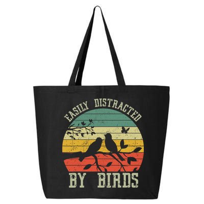 Vintage Easily Distracted By Birds Funny For Bird Watcher 25L Jumbo Tote