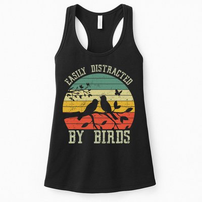 Vintage Easily Distracted By Birds Funny For Bird Watcher Womens Tank Top