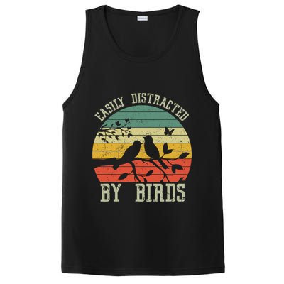 Vintage Easily Distracted By Birds Funny For Bird Watcher PosiCharge Competitor Tank