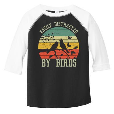 Vintage Easily Distracted By Birds Funny For Bird Watcher Toddler Fine Jersey T-Shirt