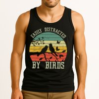 Vintage Easily Distracted By Birds Funny For Bird Watcher Tank Top