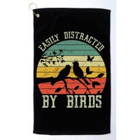Vintage Easily Distracted By Birds Funny For Bird Watcher Golf Towel