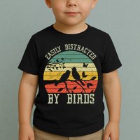 Vintage Easily Distracted By Birds Funny For Bird Watcher Toddler T-Shirt