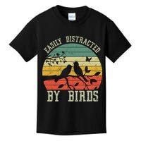 Vintage Easily Distracted By Birds Funny For Bird Watcher Kids T-Shirt