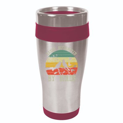 Vintage Easily Distracted By Birds Funny For Bird Watcher 16oz Travel Tumbler