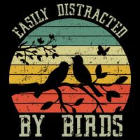 Vintage Easily Distracted By Birds Funny For Bird Watcher 7-Panel Snapback Hat