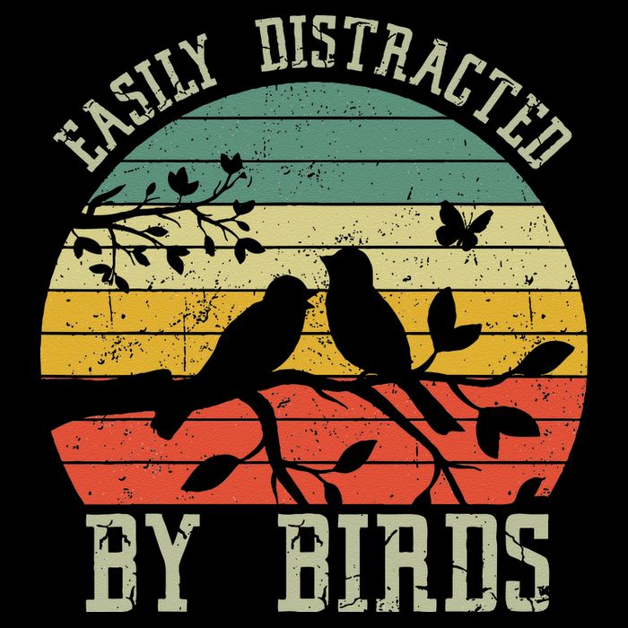 Vintage Easily Distracted By Birds Funny For Bird Watcher 7-Panel Snapback Hat