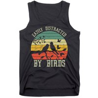 Vintage Easily Distracted By Birds Funny For Bird Watcher Tank Top