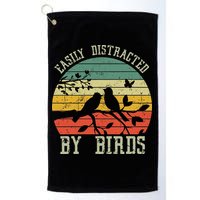 Vintage Easily Distracted By Birds Funny For Bird Watcher Golf Towel