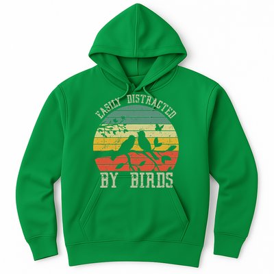 Vintage Easily Distracted By Birds Funny For Bird Watcher Hoodie
