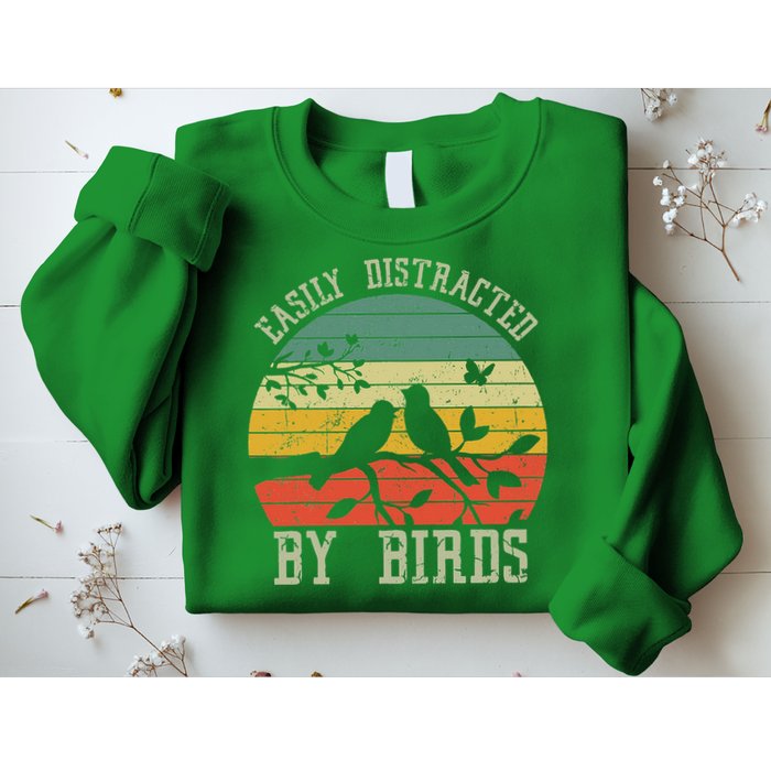 Vintage Easily Distracted By Birds Funny For Bird Watcher Sweatshirt