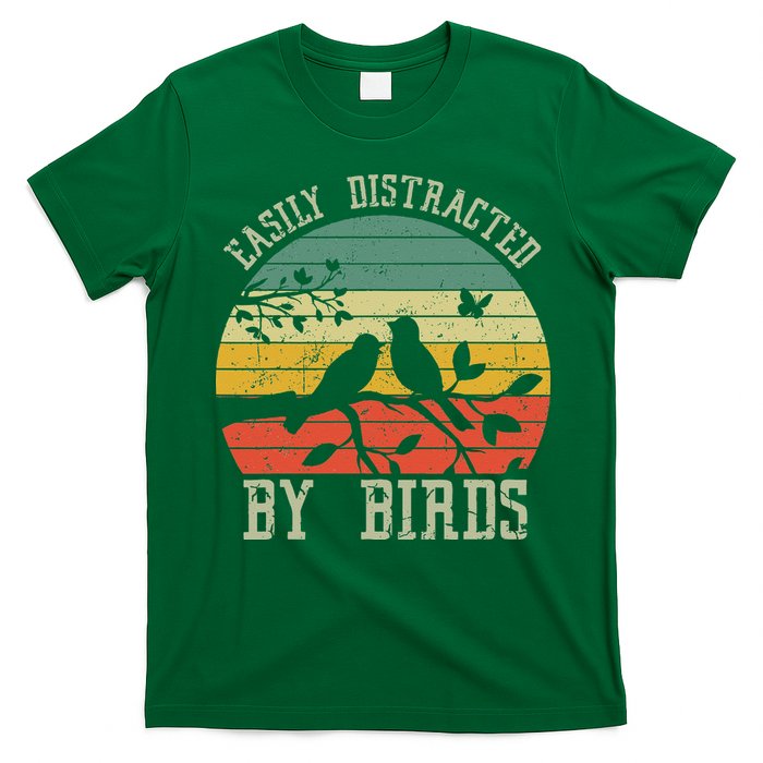 Vintage Easily Distracted By Birds Funny For Bird Watcher T-Shirt