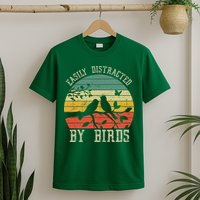 Vintage Easily Distracted By Birds Funny For Bird Watcher T-Shirt