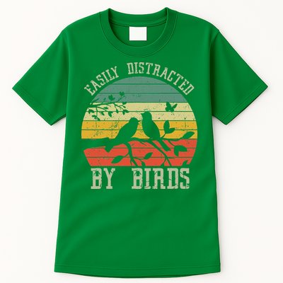 Vintage Easily Distracted By Birds Funny For Bird Watcher Tall T-Shirt
