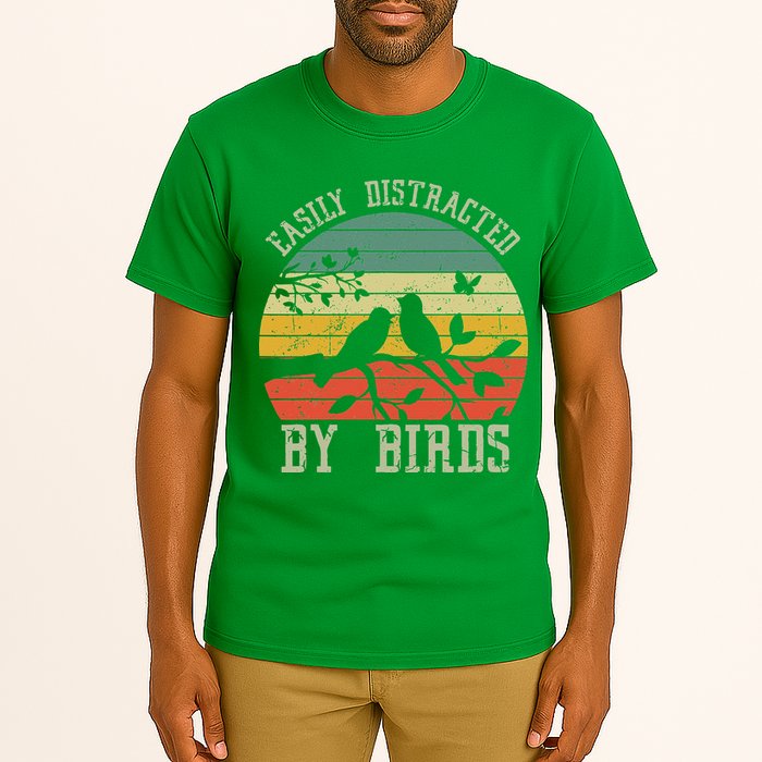 Vintage Easily Distracted By Birds Funny For Bird Watcher Tall T-Shirt