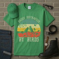 Vintage Easily Distracted By Birds Funny For Bird Watcher Tall T-Shirt