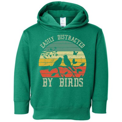 Vintage Easily Distracted By Birds Funny For Bird Watcher Toddler Hoodie