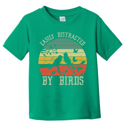 Vintage Easily Distracted By Birds Funny For Bird Watcher Toddler T-Shirt