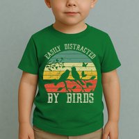 Vintage Easily Distracted By Birds Funny For Bird Watcher Toddler T-Shirt
