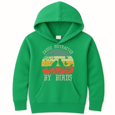Vintage Easily Distracted By Birds Funny For Bird Watcher Kids Hoodie