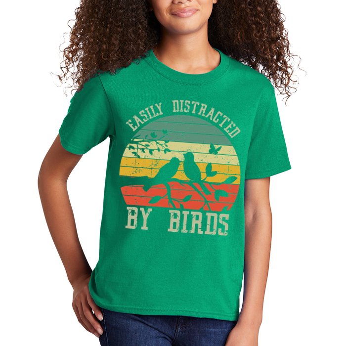 Vintage Easily Distracted By Birds Funny For Bird Watcher Kids T-Shirt
