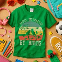 Vintage Easily Distracted By Birds Funny For Bird Watcher Kids T-Shirt